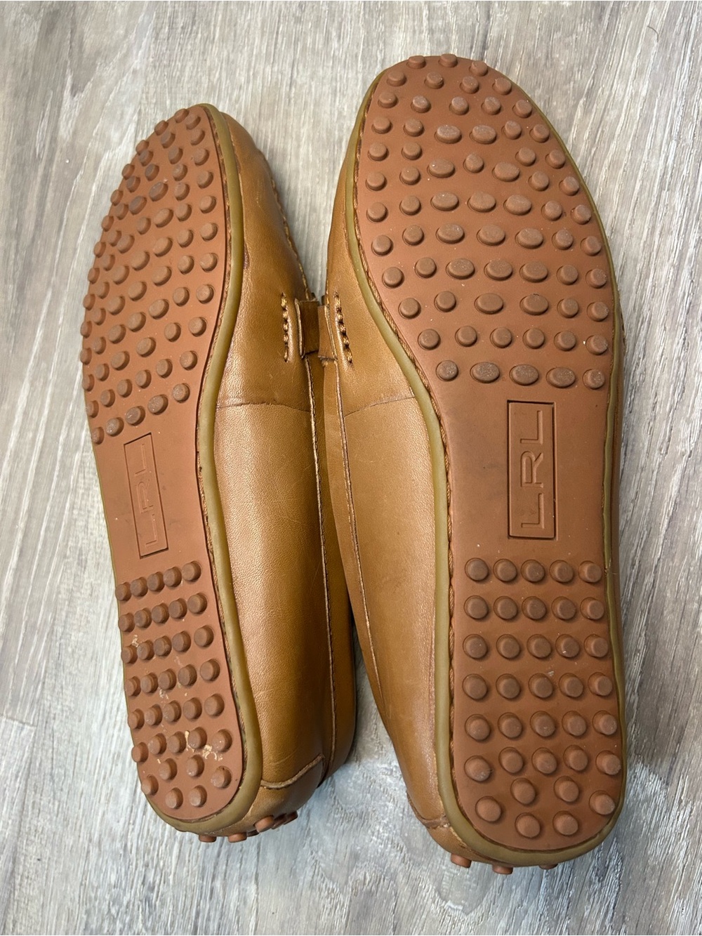 Lauren Ralph Lauren Tan Leather Loafers with Gold Hardware - Picture 5 of 6